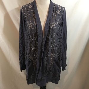 LOGO dusty lavender long sleeve open front with lace - womens XL